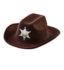 Real Look Brown Cowboy Hat With Sheriff Star Child Size