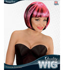 Black-Pink Fashion Streaks Wig In Polybag