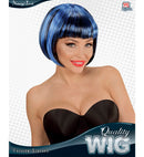 Black-Blue Fashion Streaks Wig In Polybag
