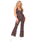The 70S Groovy Style - Blue Flowers  Jumpsuit 