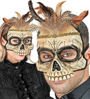 Voodoo Skull Chinless Mask With Feathers Hard Plastic