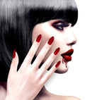Set Of 12 Self-Adhesive Burgundy Stiletto Nails