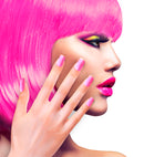 Set Of 12 Self-Adhesive Neon Pinkairbrush Nails