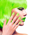 Set Of 12 Self-Adhesive Neon Green Airbrush Nails