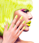 Set Of 12 Self-Adhesive Neon Yellow Airbrush Nails