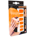 Set Of 12 Self-Adhesive Neon Orange Airbrush Nails