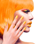 Set Of 12 Self-Adhesive Neon Orange Airbrush Nails