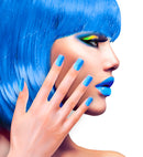 Set Of 12 Self-Adhesive Neon Blueairbrush Nails