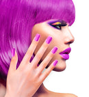 Set Of 12 Self-Adhesive Neon Purple Airbrush Nails