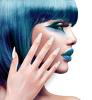 Set Of 12 Self-Adhesive Iridescent White Nails