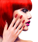 Set Of 12 Self-Adhesive Red Y Nails