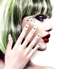 Set Of 12 Self-Adhesive Glow In The Dark Spider Nails