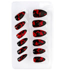 Set Of 12 Self-Adhesive Bloody Black Stiletto Nails