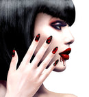 Set Of 12 Self-Adhesive Bloody Black Stiletto Nails