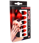 Set Of 12 Self-Adhesive Black Fade-In Red Stiletto Nails
