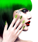 Set Of 12 Self-Adhesive Neon Bats Nails