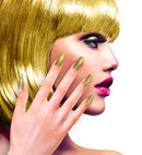 Set Of 12 Self-Adhesive Iridescent Gold Y Nails