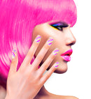 Set Of 12 Self-Adhesive Neon Stripes Nails