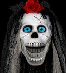 Sound Sensor Activated Blinking Eyes & Moving Jaw Talking Animated Bride'S Skull 80 Cm - Speaks 3 Different Rhymes