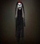 Sound Sensor Activated Blinking Eyes & Moving Jaw Talking Animated Bride'S Skull 80 Cm - Speaks 3 Different Rhymes