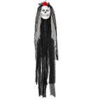 Sound Sensor Activated Blinking Eyes & Moving Jaw Talking Animated Bride'S Skull 80 Cm - Speaks 3 Different Rhymes