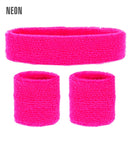 Neon Pink Sweatbands Set  Headband And 2 Wristbands 