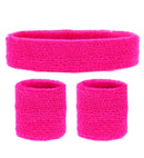 Neon Pink Sweatbands Set  Headband And 2 Wristbands 
