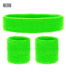 Neon Green Sweatbands Set  Headband And 2 Wristbands 