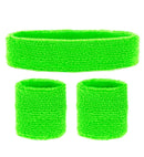 Neon Green Sweatbands Set  Headband And 2 Wristbands 