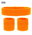 Neon Orange Sweatbands Set  Headband And 2 Wristbands 