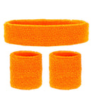 Neon Orange Sweatbands Set  Headband And 2 Wristbands 