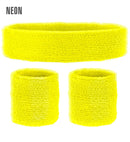 Neon Yellow Sweatbands Set  Headband And 2 Wristbands 