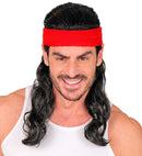 Red Sweatband With Black Curly Hair