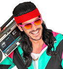 Red Sweatband With Black Curly Hair