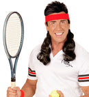 Red Sweatband With Black Curly Hair