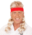 Red Sweatband With Blond Curly Hair