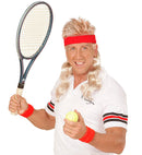 Red Sweatband With Blond Curly Hair
