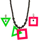 Neon Necklace And Earrings Set