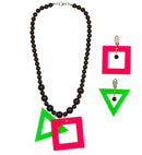 Neon Necklace And Earrings Set