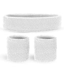 White Sweatbands Set  Headband And 2 Wristbands 