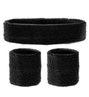 Black Sweatbands Set  Headband And 2 Wristbands 
