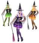 Witch  Dress, Armbands With Veils, Hat  - 3 Colors Assorted