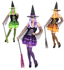 Witch  Dress, Armbands With Veils, Hat  - 3 Colors Assorted