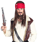 Pirate Of The Caribbean Wig With Bandana, Moustache & Beaded Goatee