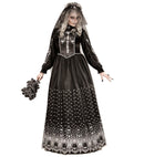 Skeleton Bride  Dres With Crinoline Underskirt, Bridal Veil 