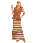 Hippie Woman  Top With Vest, Skirt, Headband, Peace Sign Necklace 