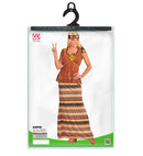 Hippie Woman  Top With Vest, Skirt, Headband, Peace Sign Necklace 