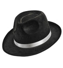 Black Fedora Hat with White Band Image 1