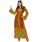 Hippie Woman  Dress With Vest, Peace Sign Necklace 