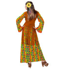 Hippie Woman  Dress With Vest, Peace Sign Necklace 